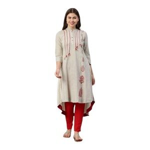 VIHAAN IMPEX Striped A-line Kurta with Tassels NWT